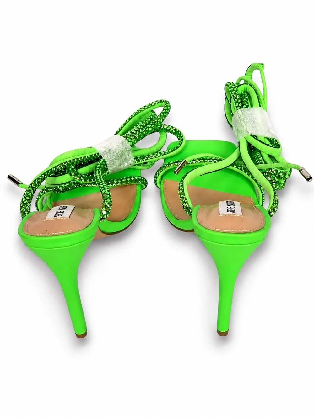 Steve Madden Light Green Ankle Wrap Uplift Heeled Sandal Size 9.5